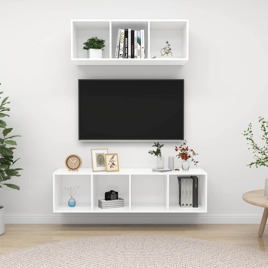 vidaXL 2-cz. zestaw szafek TV, bia�y, materia� drewnopochodny