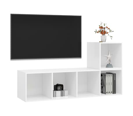 vidaXL Комплект ТВ шкафове от 2 части, бял, инженерно дърво