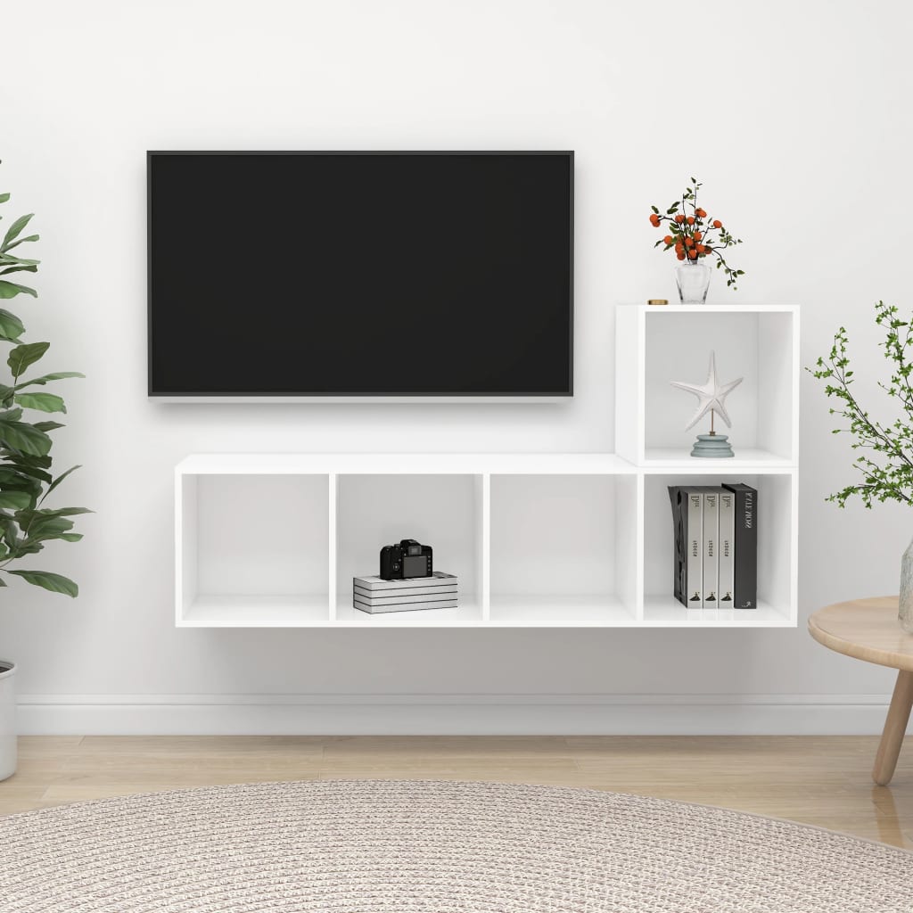 KALLAX – Ensemble de meuble TV mural en L 2 pcs 5 boxes Blanc | meublestv.fr