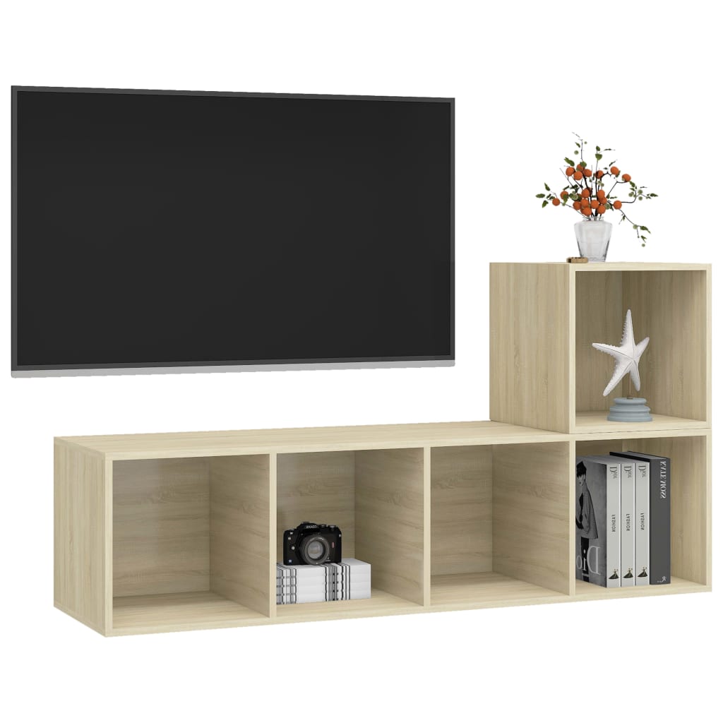 vidaXL 2-delige Tv-meubelset spaanplaat sonoma eikenkleurig
