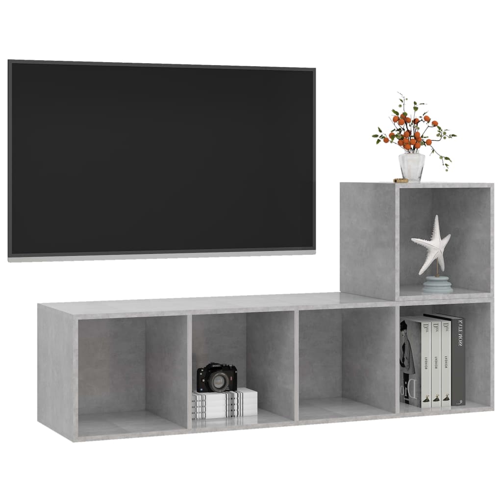 vidaXL 2-delige Tv-meubelset spaanplaat betongrijs