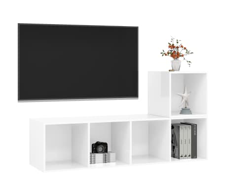 vidaXL Televizoriaus spintelių komplektas, 2 dalių, baltas, MDP