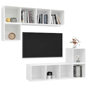 vidaXL Set de dulapuri TV, 4 piese, alb, lemn prelucrat