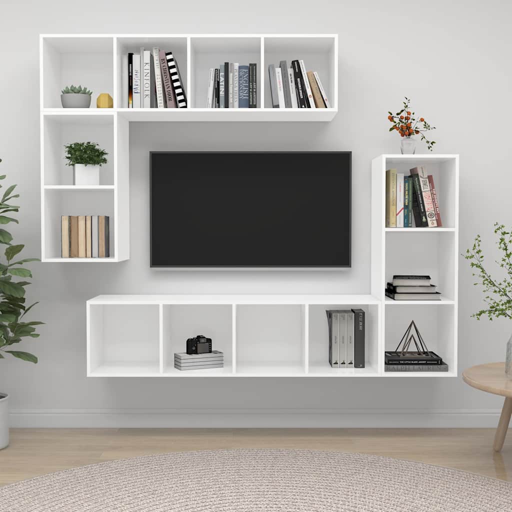 vidaXL Zestaw 4 szafek telewizyjnych, bia�y