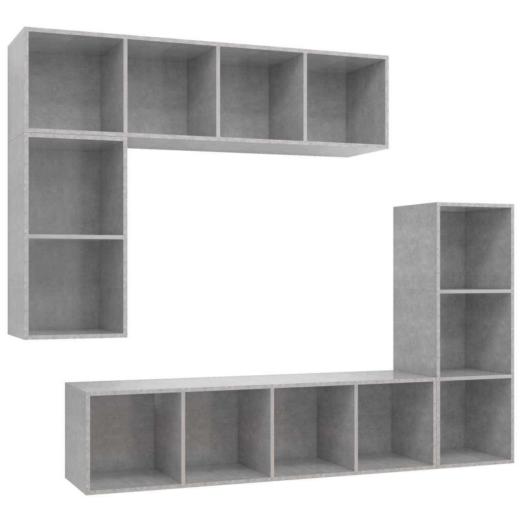 vidaXL 4dílný set TV skříněk betonově šedý kompozitní dřevo