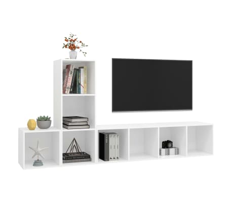 vidaXL Ensemble de meuble TV 3 pcs Blanc Bois d'ing&eacute;nierie