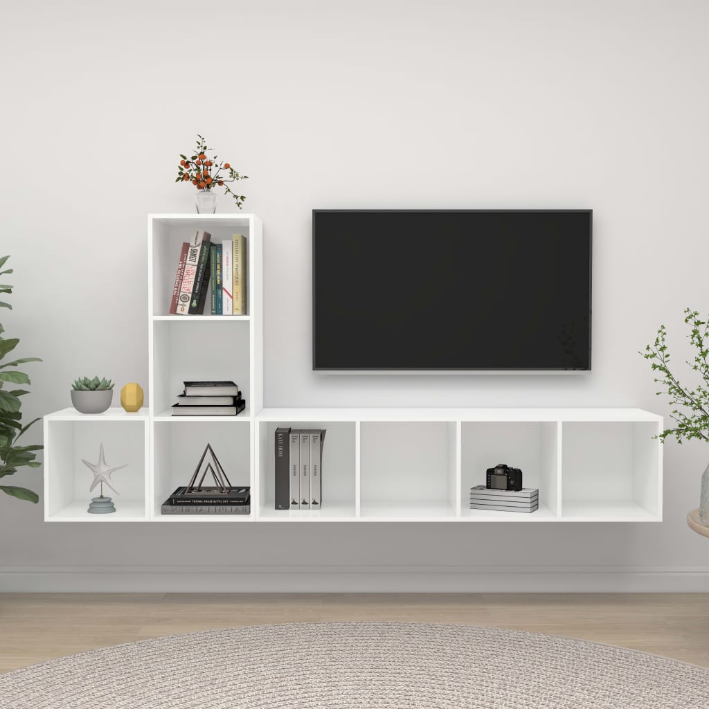 vidaXL 3-cz. zestaw szafek TV, biay, materia drewnopochodny