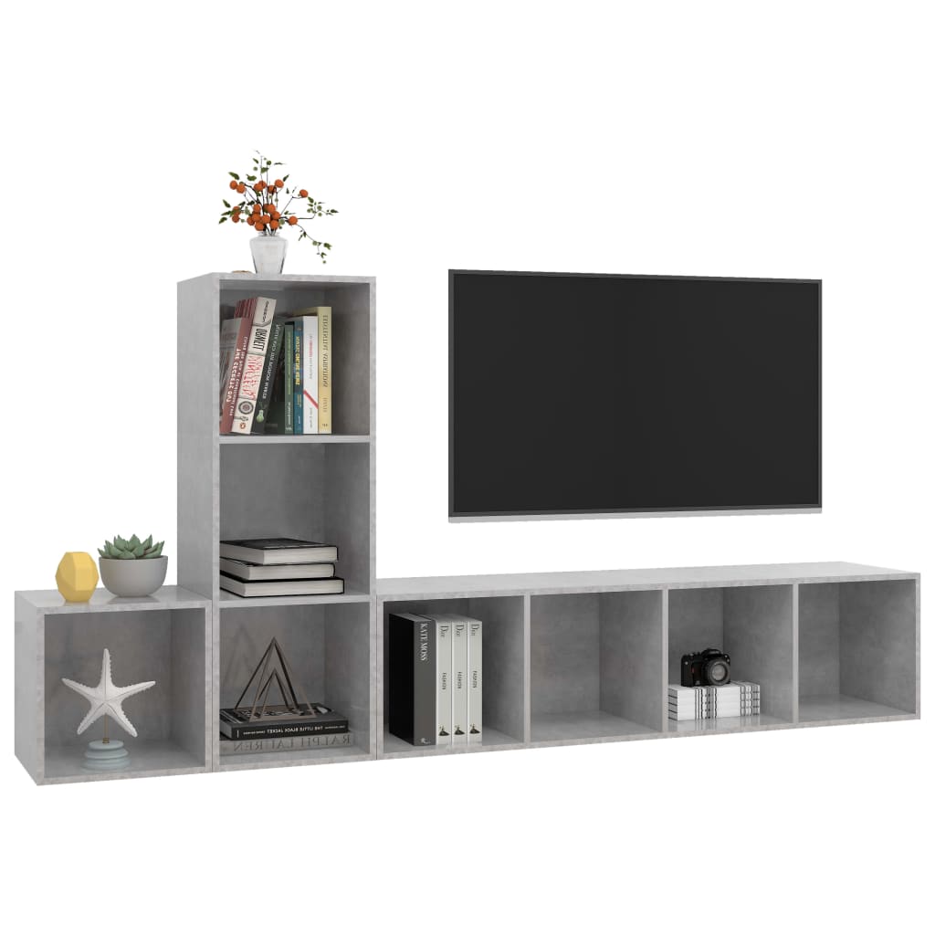 

vidaXL 3-delige Tv-meubelset spaanplaat betongrijs