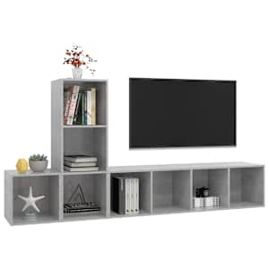 3dílný set TV skříněk betonově šedý dřevotříska - obrázek 3