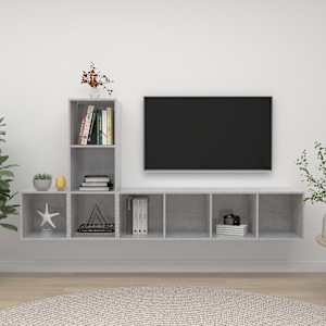 Komplet TV omaric 3-delni betonsko siva iverna plošča