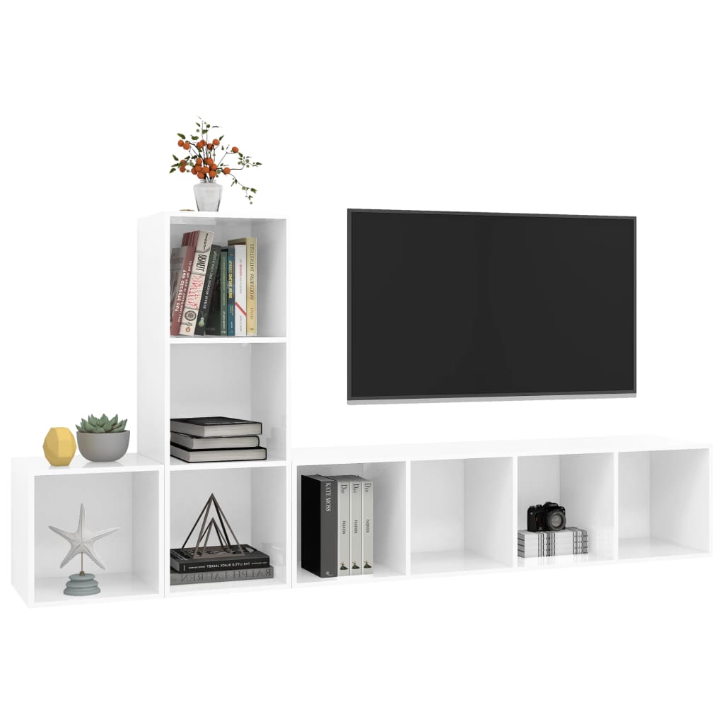 KALLAX – Ensemble de meuble TV mural gauche 3 pcs 8 boxes Blanc brillant | meublestv.fr 4