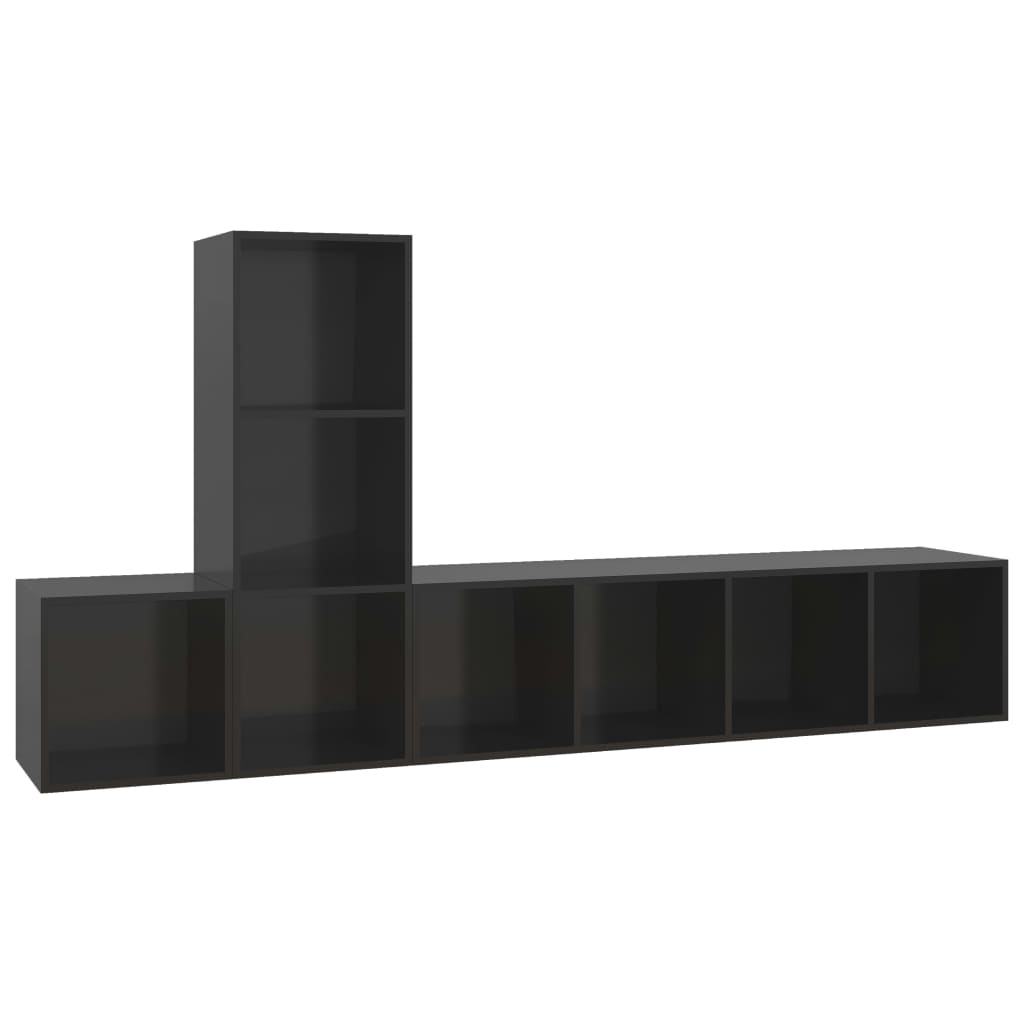 KALLAX – Ensemble de meuble TV mural gauche 3 pcs 8 boxes Noir brillant | meublestv.fr 2