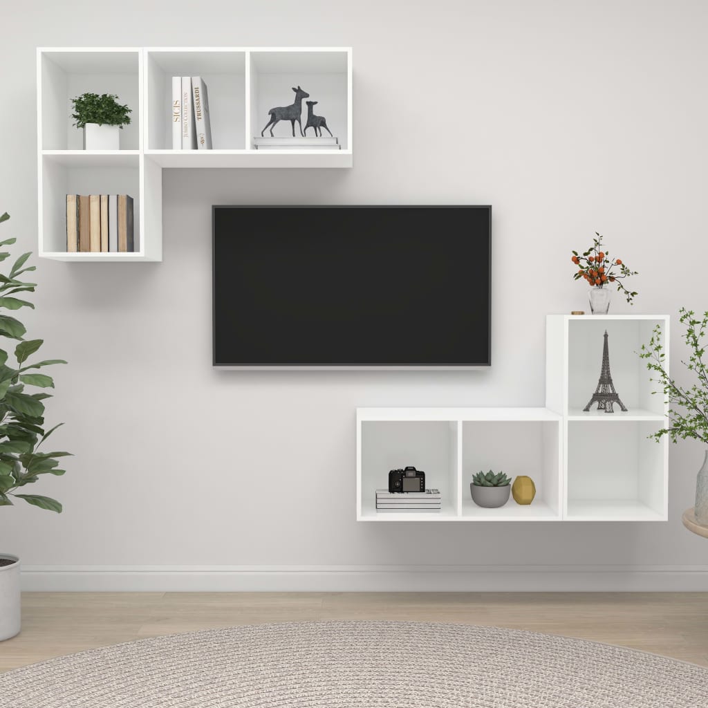 KALLAX – Ensemble de meuble TV mural en L 2 pcs 4 boxes Blanc | meublestv.fr 2