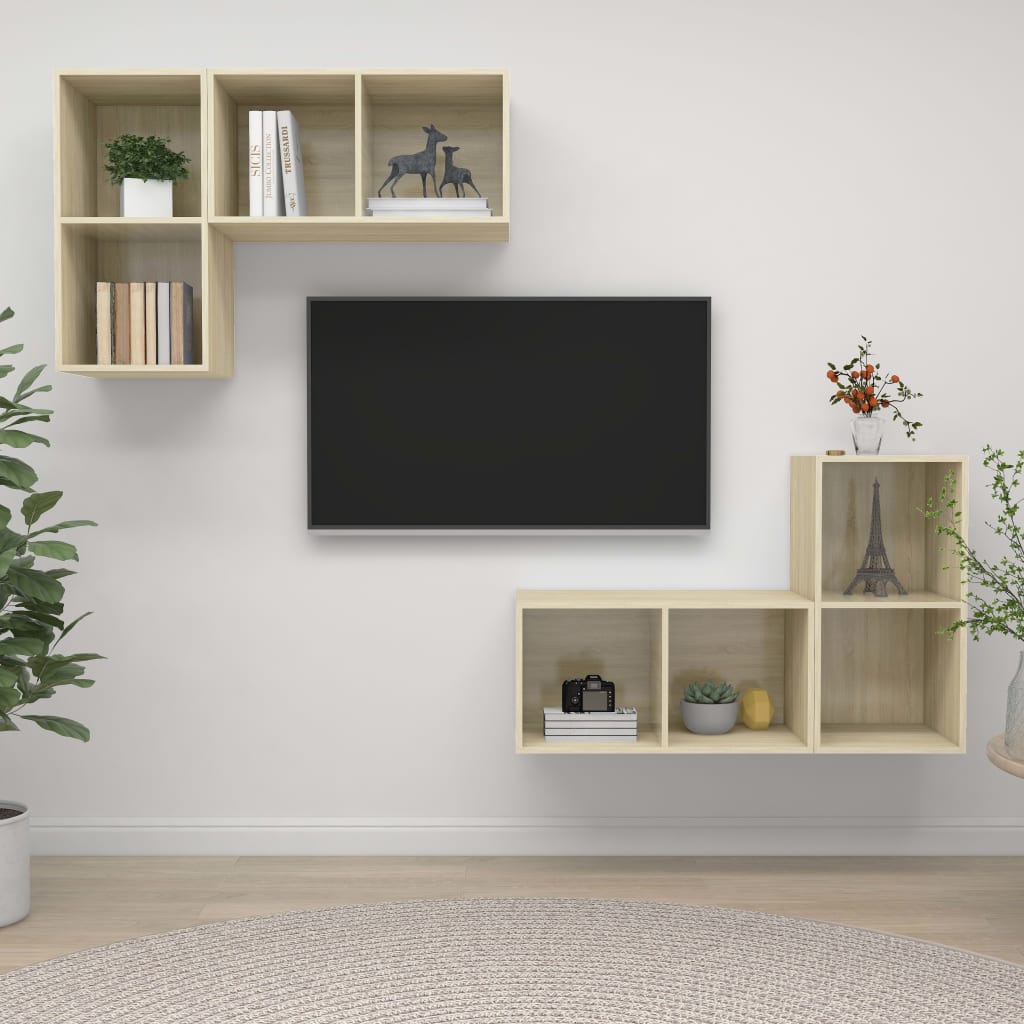 vidaXL Wiszce szafki TV, 4 szt., db sonoma, pyta wirowa