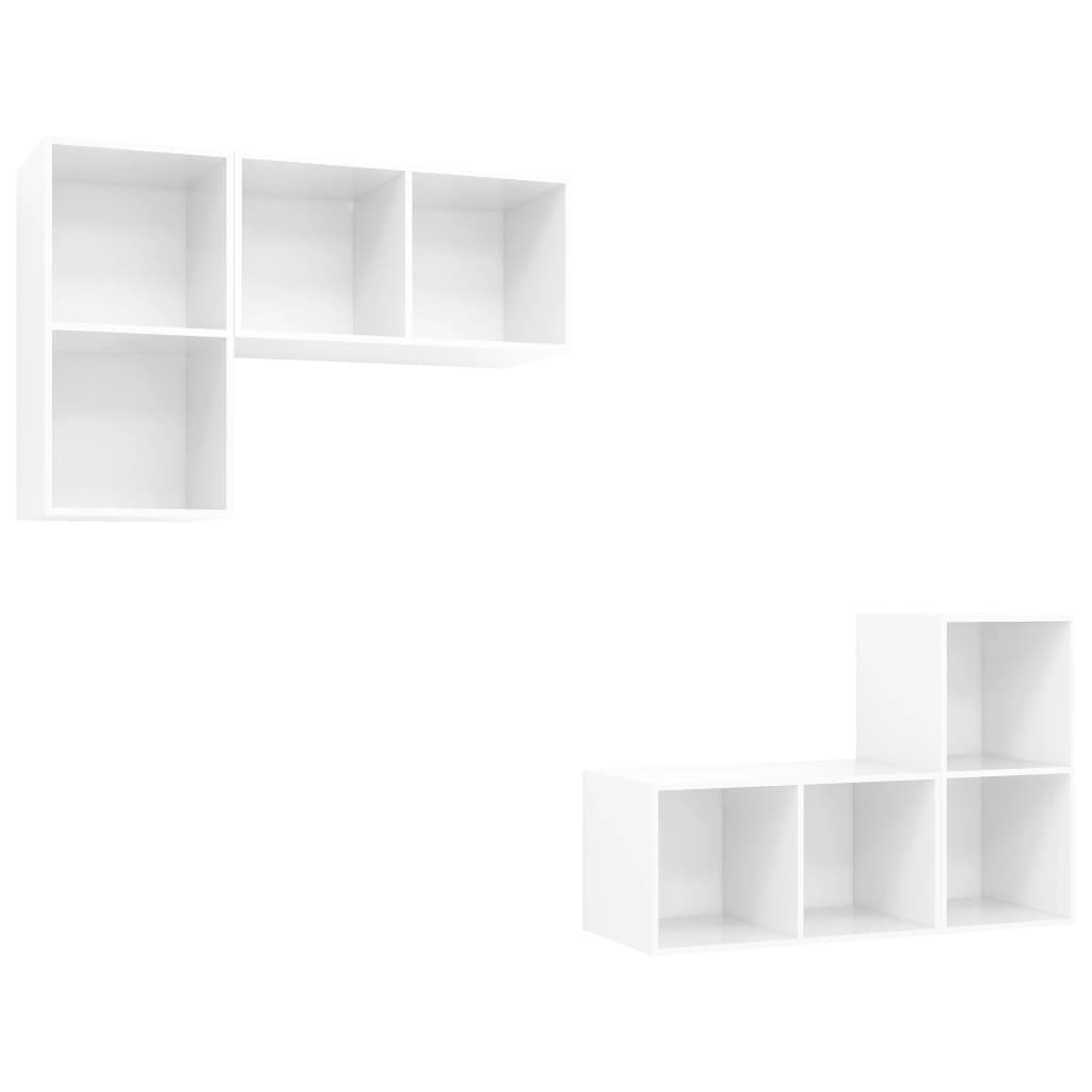 KALLAX – Ensemble de meuble TV mural en L 2 pcs 4 boxes Blanc brillant | meublestv.fr 3