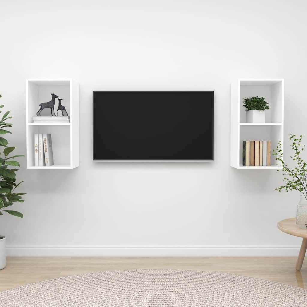 vidaXL Wisz�ce szafki TV, 2 szt., bia�e, materia� drewnopochodny