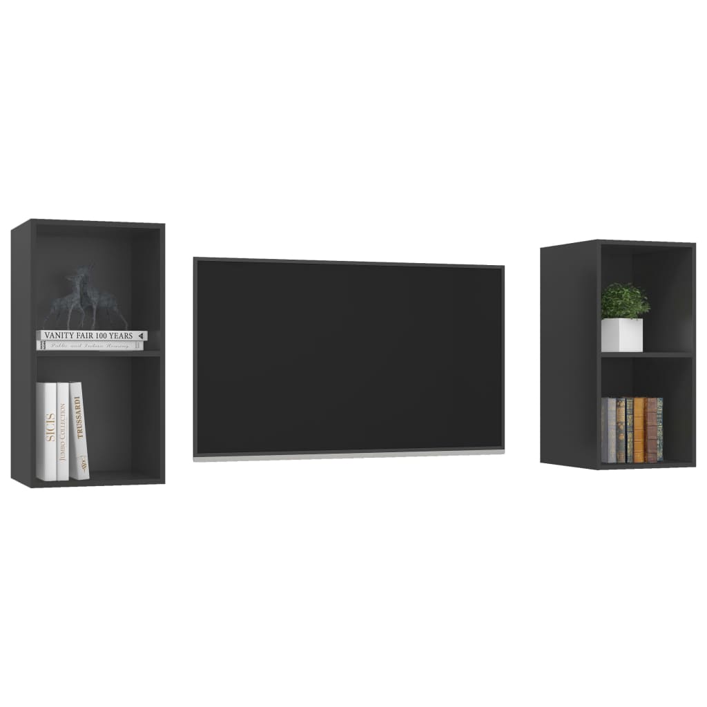 vidaXL Wall-mounted TV Cabinets 2 pcs Gray Chipboard