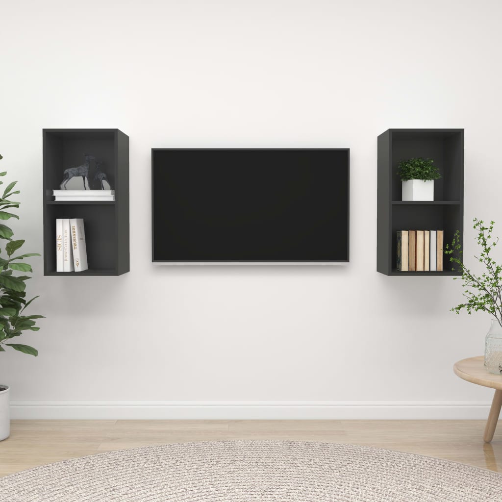 KALLAX – Ensemble de meuble TV mural 2 pcs 4 boxes Gris | meublestv.fr