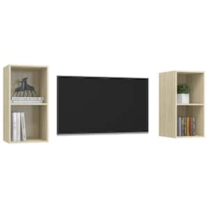 Nástěnné TV skříňky 2 ks dub sonoma kompozitní dřevo - obrázek 3
