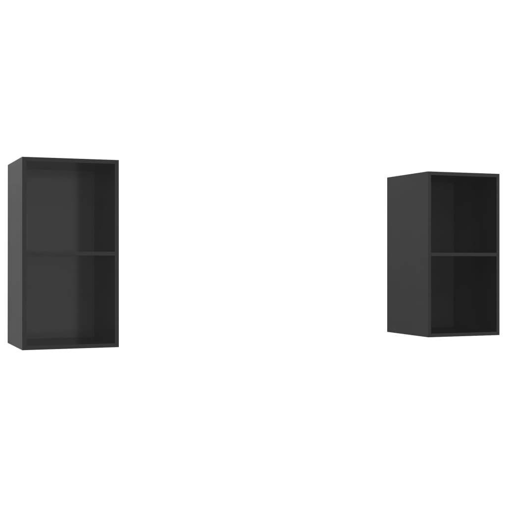 

vidaXL Wall-mounted TV Cabinets 2 pcs High Gloss Black Engineered Wood
