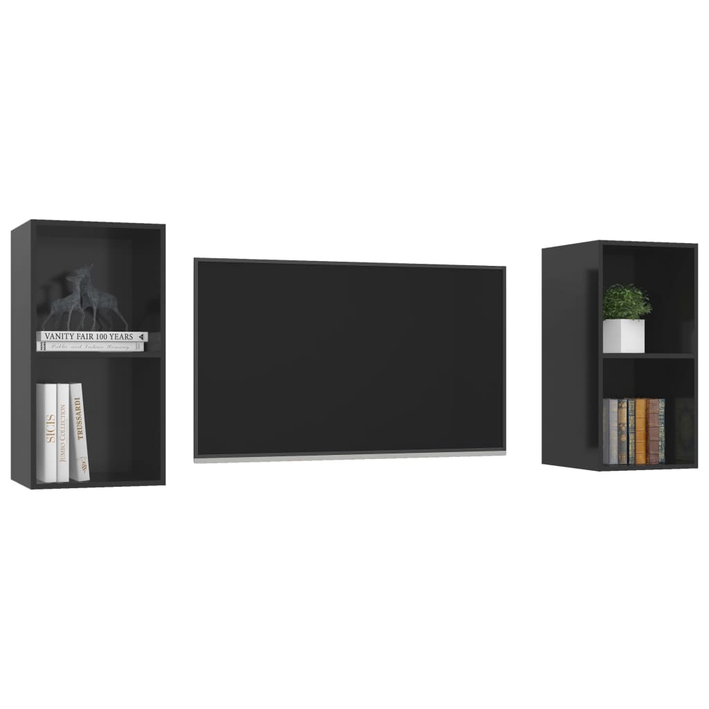 KALLAX – Ensemble de meuble TV mural 2 pcs 4 boxes Noir | meublestv.fr 4