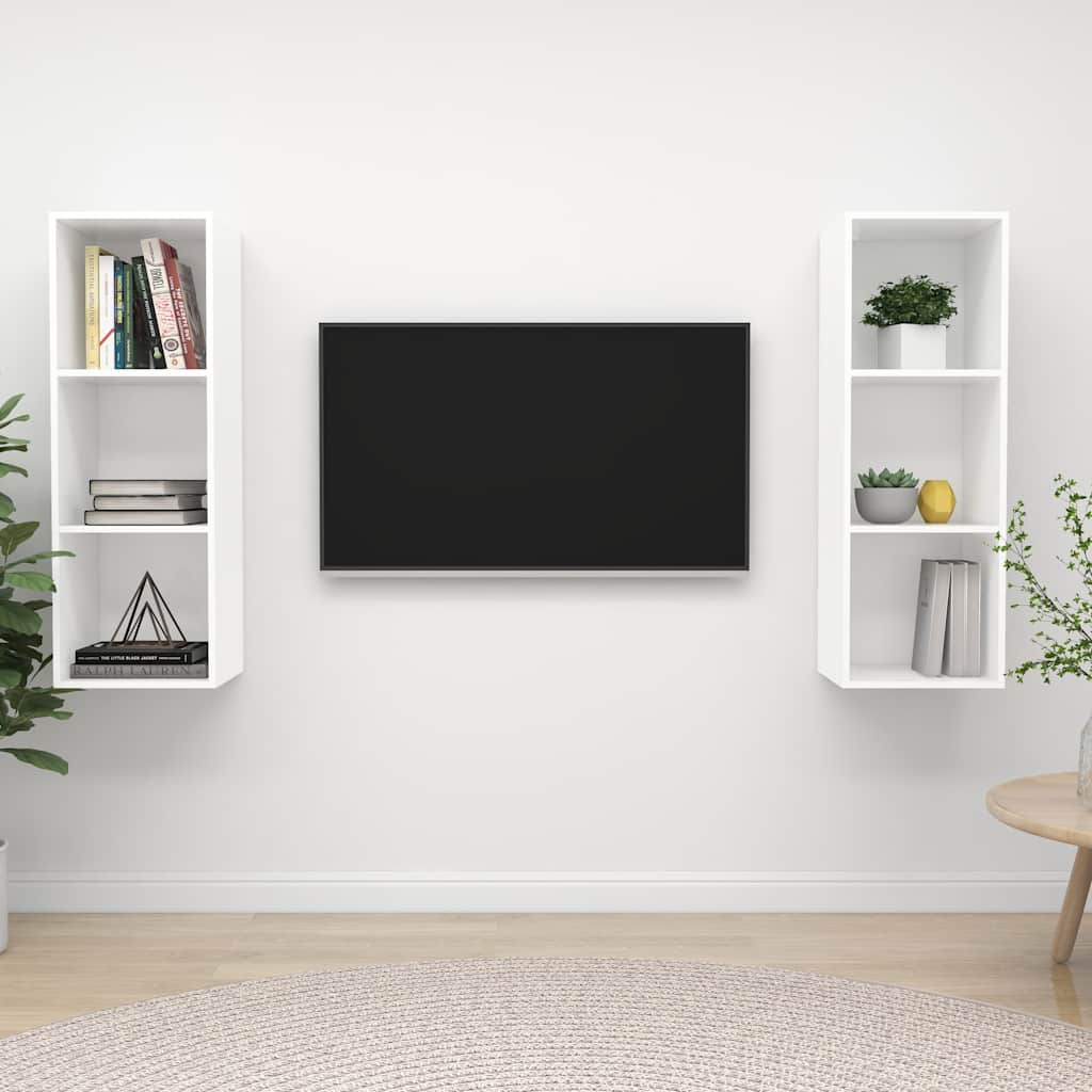 vidaXL Wisz�ce szafki TV, 2 szt., bia�e, materia� drewnopochodny