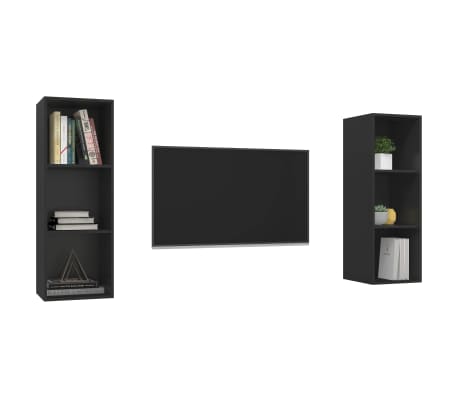 vidaXL Sieninės televizoriaus spintelės, 2vnt., juodos, MDP