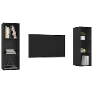 vidaXL Sieninės televizoriaus spintelės, 2vnt., juodos, MDP