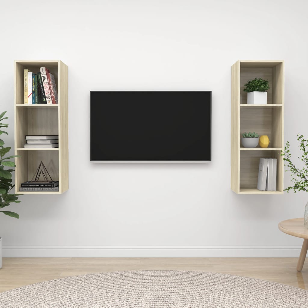 vidaXL Wiszce szafki TV, 2 szt., db sonoma, pyta wirowa
