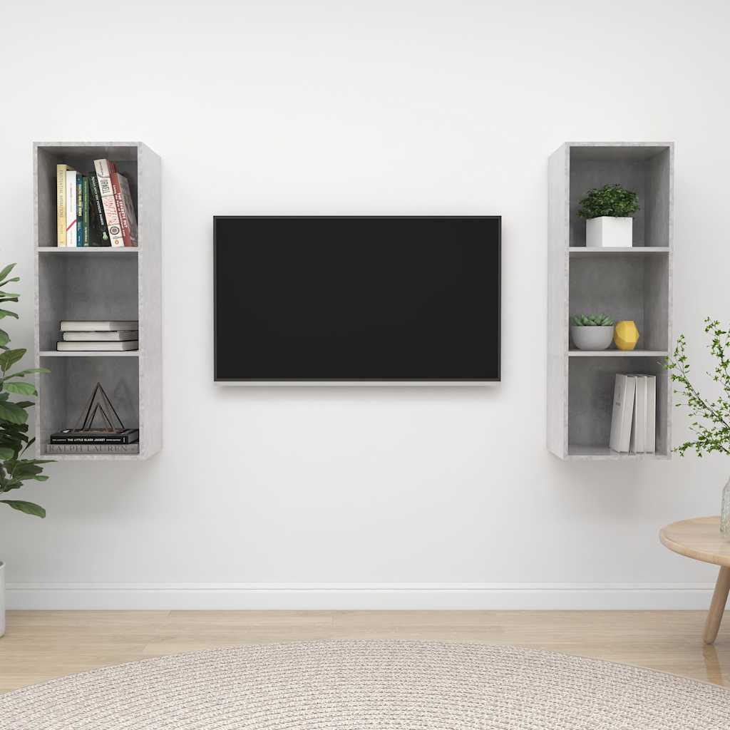 vidaXL Wisz�ce szafki TV, 2 szt., szaro�� betonu