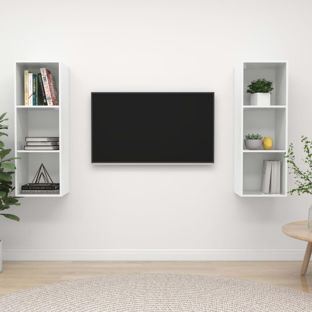 KALLAX – Ensemble de meuble TV mural 2 pcs 6 boxes Blanc brillant | meublestv.fr