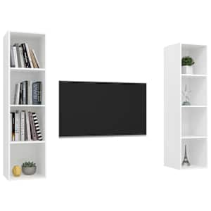 Nástěnné TV skříňky 2 ks bílé kompozitní dřevo - obrázek 3