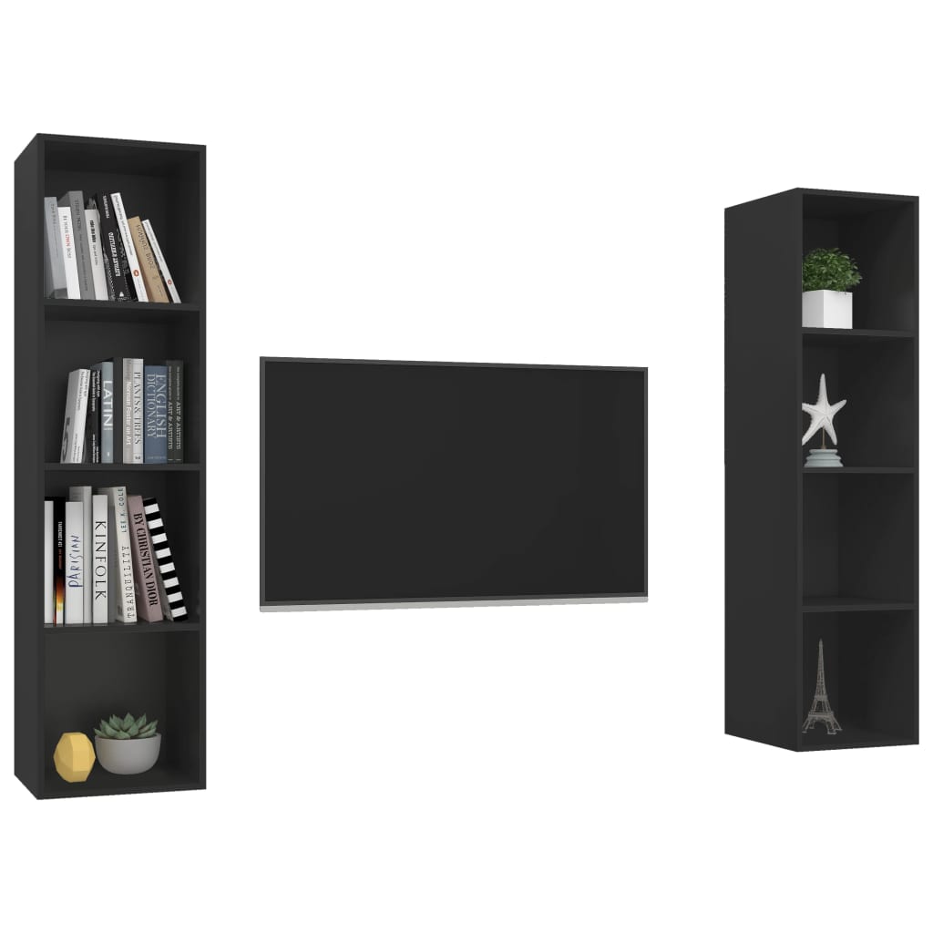 KALLAX – Ensemble de meuble TV mural 2 pcs 8 boxes Noir | meublestv.fr 4