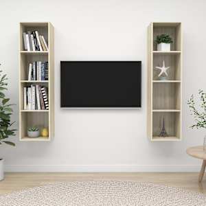 Stenske TV omarice 2 kosa sonoma hrast iverna plošča