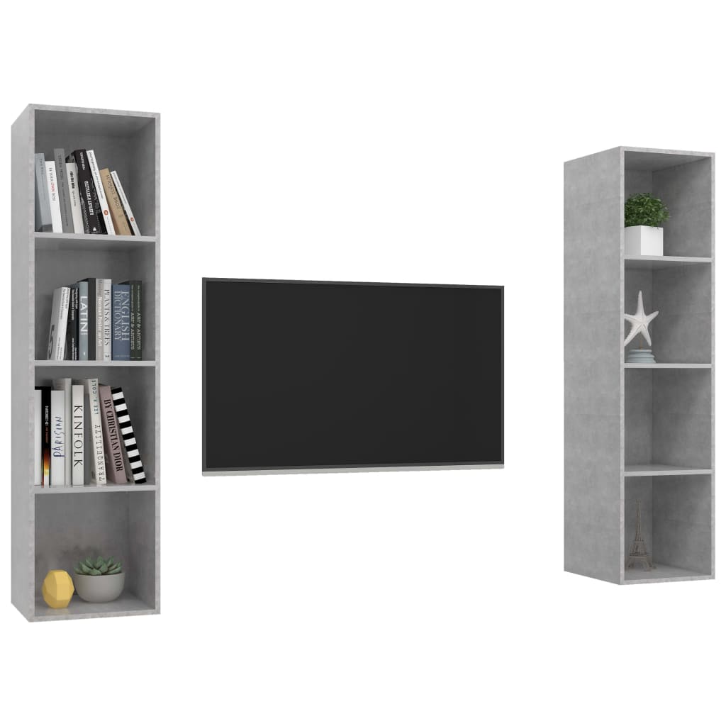 

vidaXL Tv-wandmeubelen 2 st spaanplaat betongrijs