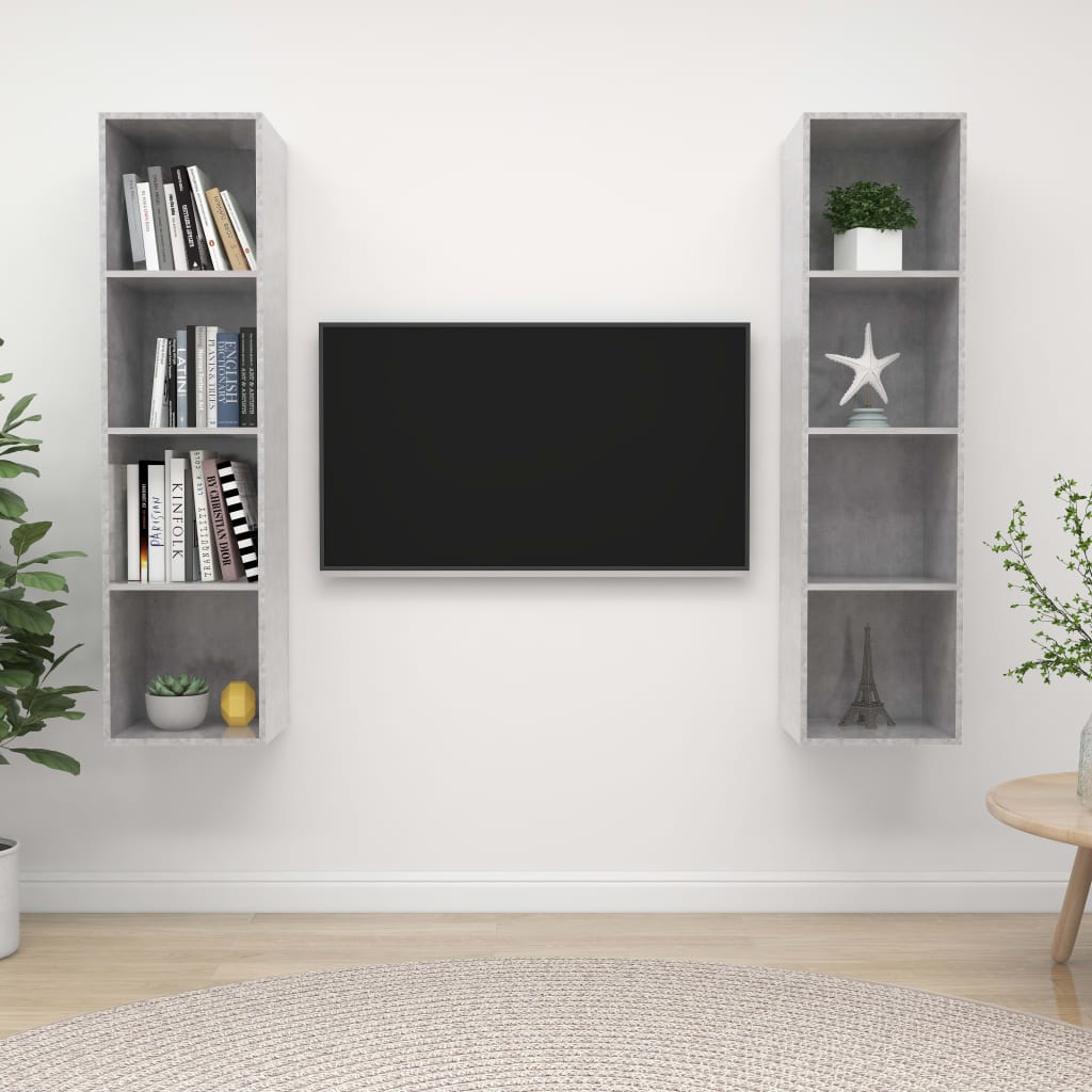 vidaXL Wiszce szafki TV, 2 szt., szaro betonu