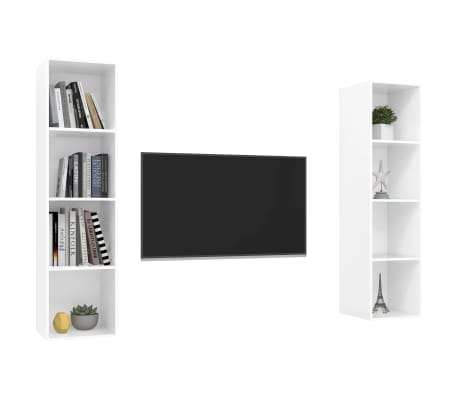 vidaXL Sieninės televizoriaus spintelės, 2vnt., baltos, mediena