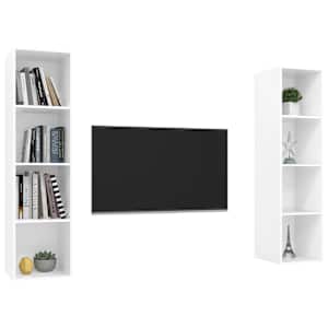 vidaXL Sieninės televizoriaus spintelės, 2vnt., baltos, mediena