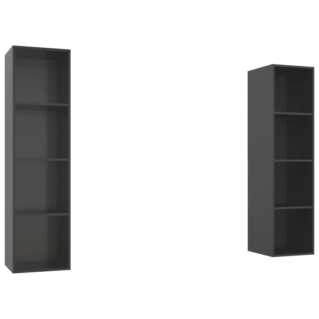 

vidaXL Wall-mounted TV Cabinets 2 pcs High Gloss Gray Engineered Wood