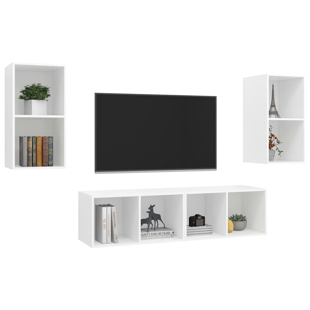 KALLAX – Ensemble de meuble TV mural 4 pcs 8 boxes Blanc | meublestv.fr 4