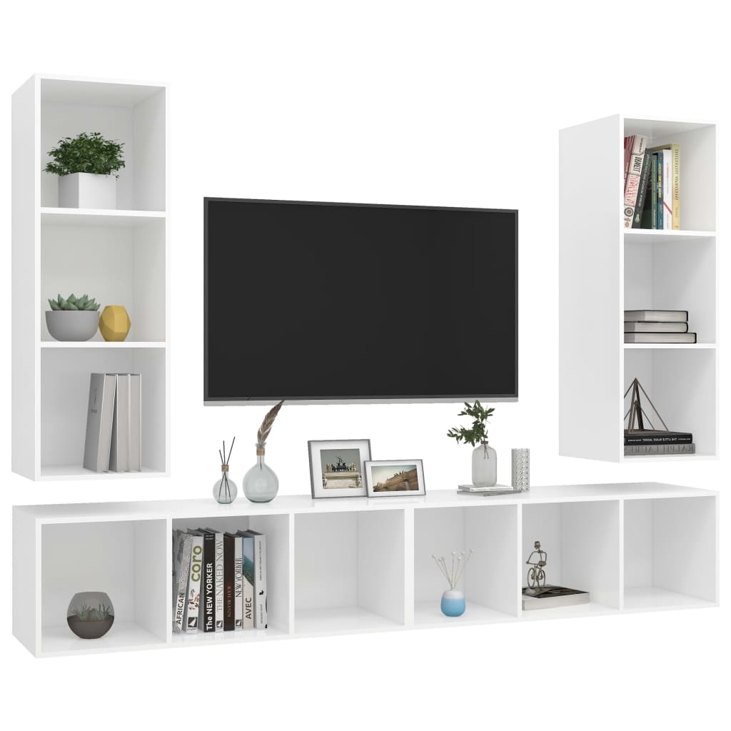 vidaXL Tv-wandmeubelen 4 st spaanplaat wit