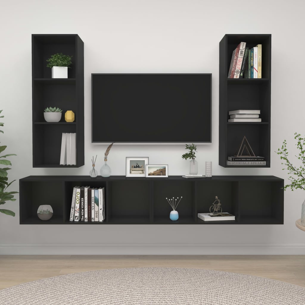 3-delige Tv-meubelset spaanplaat grijs
