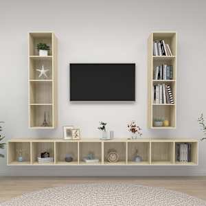 Stenske TV omarice 4 kosi sonoma hrast iverna plošča