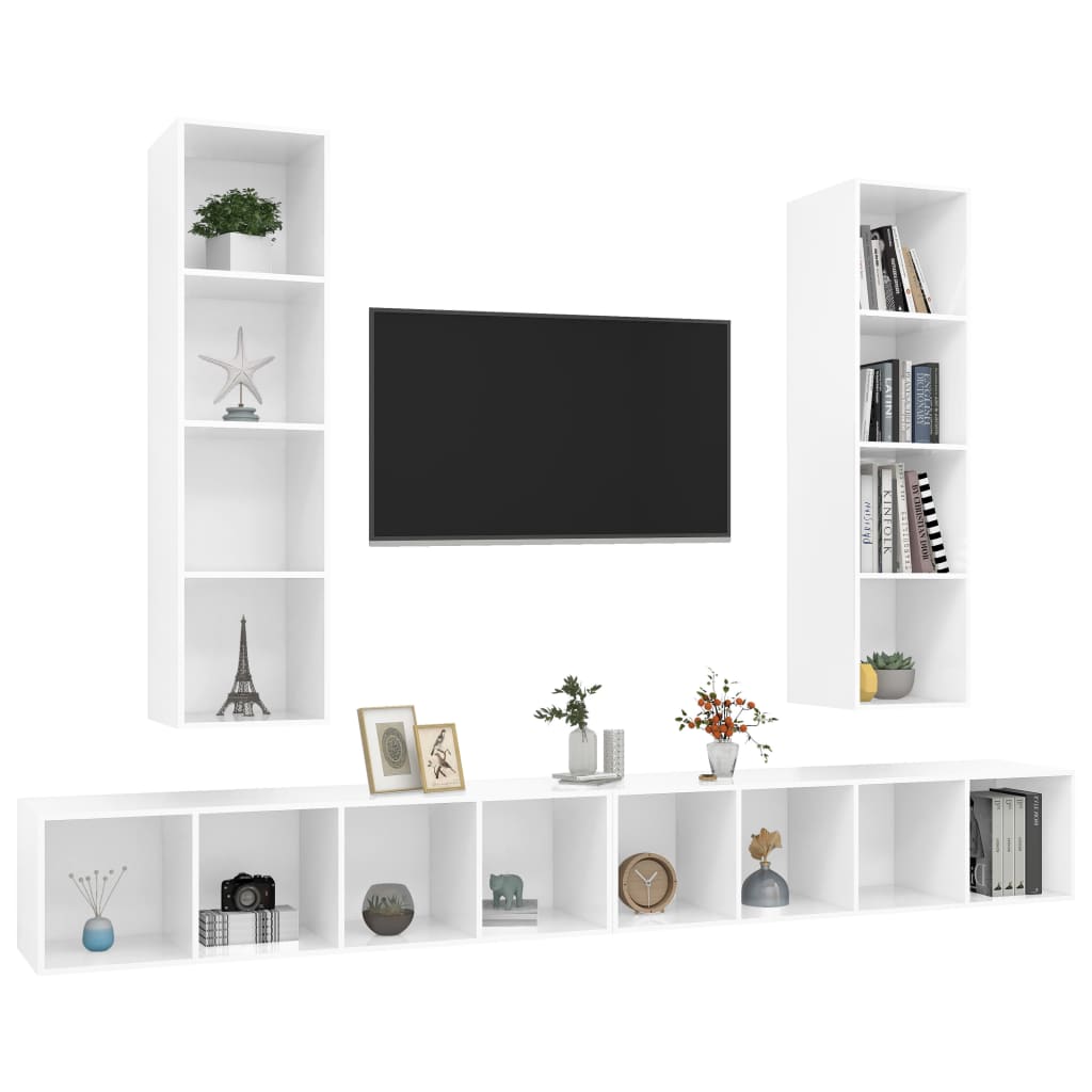 KALLAX – Ensemble de meuble TV mural 4 pcs 16 boxes Blanc brillant | meublestv.fr 4