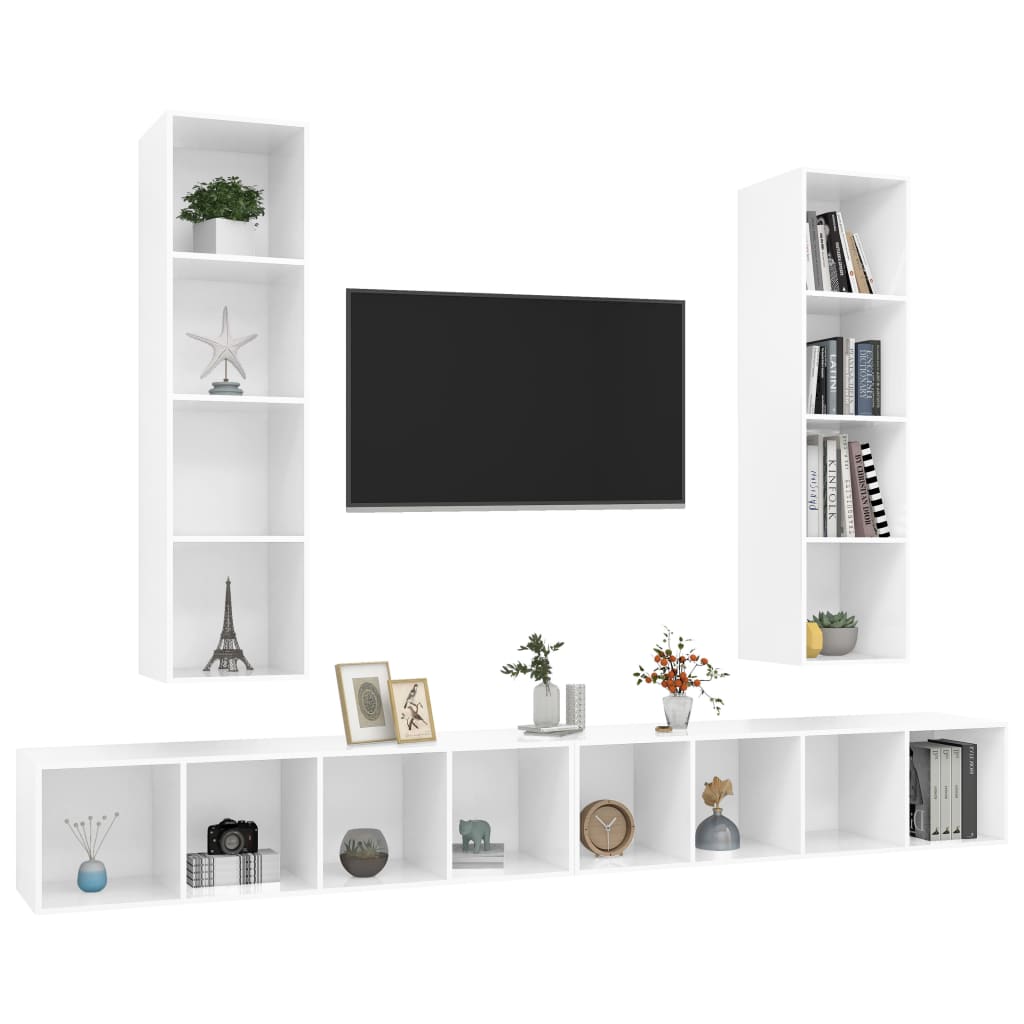 

vidaXL Tv-wandmeubelen 4 st spaanplaat hoogglans wit