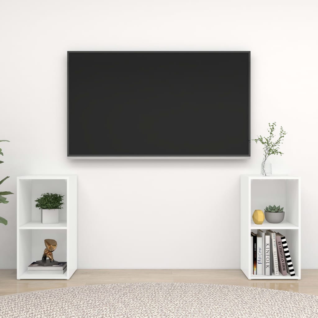 TV-Schränke 2 Stk. Weiß 72x35x36,5 cm Holzwerkstoff | Stepinfit