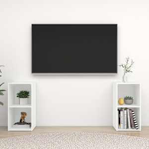 TV omarice 2 kosa bele 72x35x36,5 cm iverna plošča