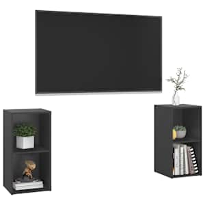 vidaXL Έπιπλα Τηλεόρασης 2 τεμ. Γκρι 72 x 35 x 36,5 εκ. Επεξ. Ξύλο