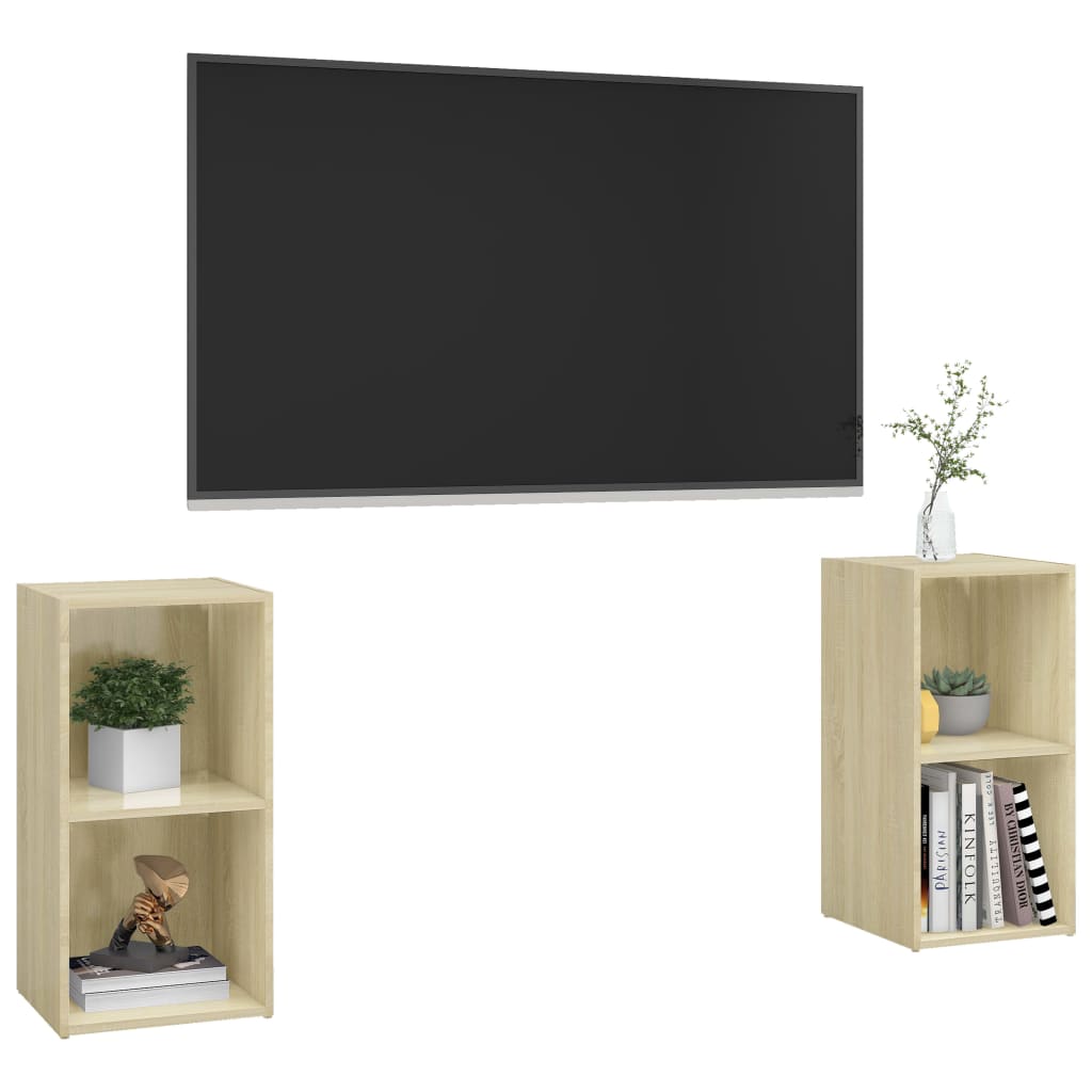vidaXL Tv-meubelen 2 st 72x35x36,5 cm bewerkt houtsonoma eikenkleurig afbeelding