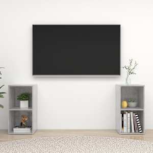 TV omarice 2 kosa betonsko sive 72x35x36,5 cm iverna plošča